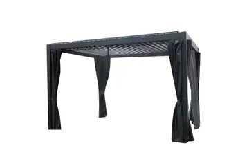 Mirador Paviljong 3x3x2,5 m med gardiner Mörkgrå Dark grey - Hagemøbler & utemiljø - Solbeskyttelse - Paviljong - Komplett paviljong
