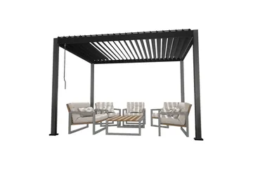 Mirador Paviljong 3x3x2,5 m med gardiner Mörkgrå Dark grey - Hagemøbler & utemiljø - Solbeskyttelse - Paviljong - Komplett paviljong