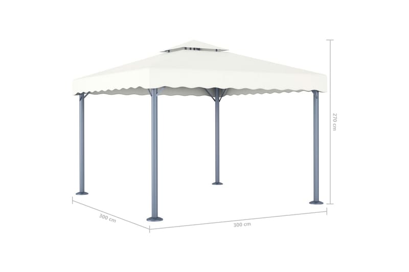 Paviljong 300x300 cm kremhvit aluminium - Komplett paviljong