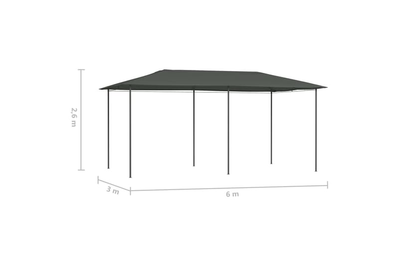 Paviljong 3x6x2,6 m antrasitt 160 g/m² - Antrasittgrå - Komplett paviljong