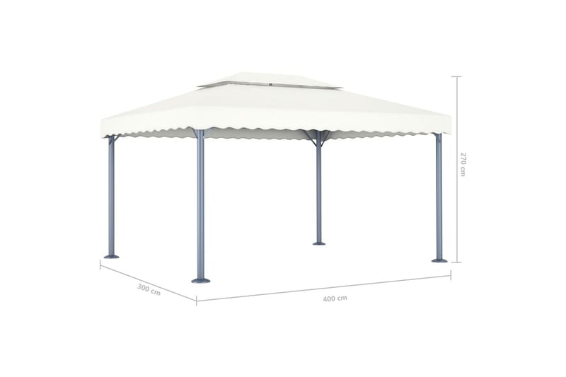 Paviljong 400x300 cm kremhvit aluminium - Komplett paviljong