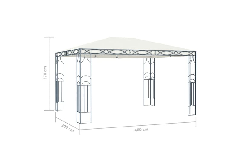 Paviljong 400x300 cm kremhvit - Komplett paviljong