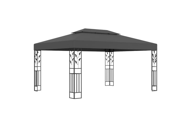Paviljong med dobbelt tak og lysslynge 3x4 m antrasitt - Antrasittgrå - Komplett paviljong