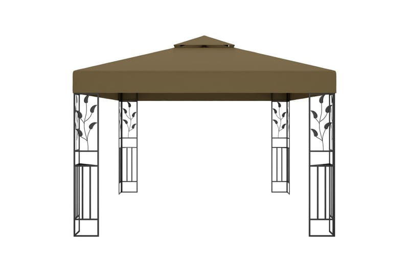 Paviljong med dobbelt tak og lysslynge 3x4 m gråbrun 180g/m² - Taupe - Komplett paviljong