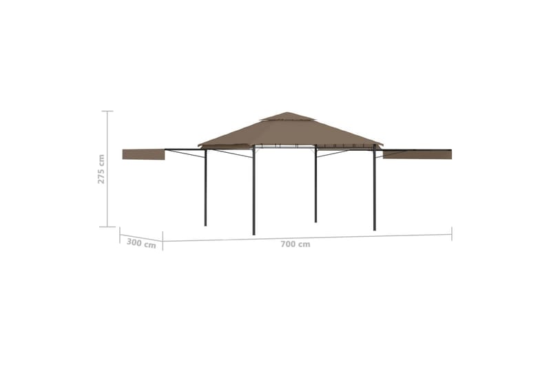 Paviljong med doble utvidbare tak 3x3x2,75m gråbrun 180 g/m² - Taupe - Komplett paviljong