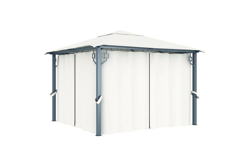 Paviljong med gardin 300x300 cm kremhvit aluminium - Komplett paviljong Paviljong med gardin 300x300 cm kremhvit aluminium - Komplett paviljong