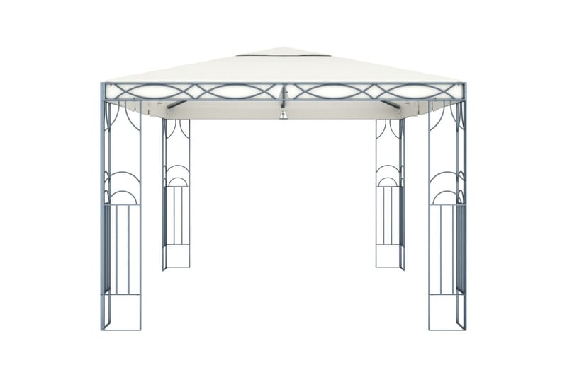 Paviljong med gardin og strenglys 400x300 cm krem - Krem - Komplett paviljong
