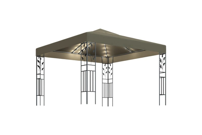 Paviljong med lysslynge 3x3 m gråbrun 180g/m² - Taupe - Komplett paviljong