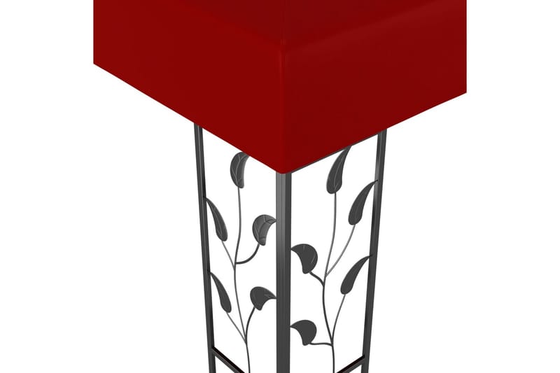 Paviljong med lysslynge 3x3 m vinrød - Rød - Komplett paviljong