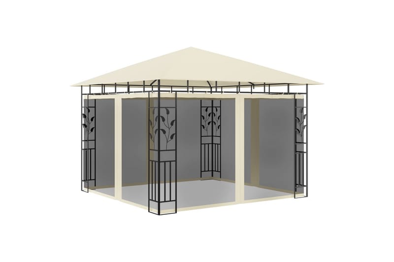 Paviljong med myggnett 3x3x2,73 m kremhvit 180 g/m² - Komplett paviljong