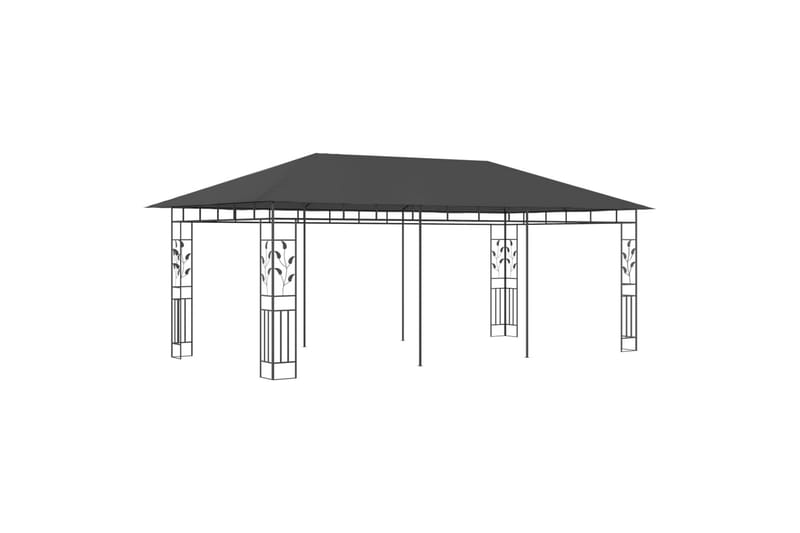Paviljong med myggnett 6x3x2,73 m antrasitt - Komplett paviljong