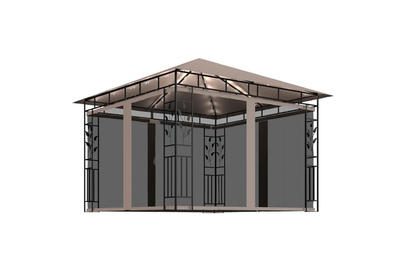 Paviljong med myggnett og lysslynge 3x3x2,73 m 180 g/m² - Taupe - Komplett paviljong