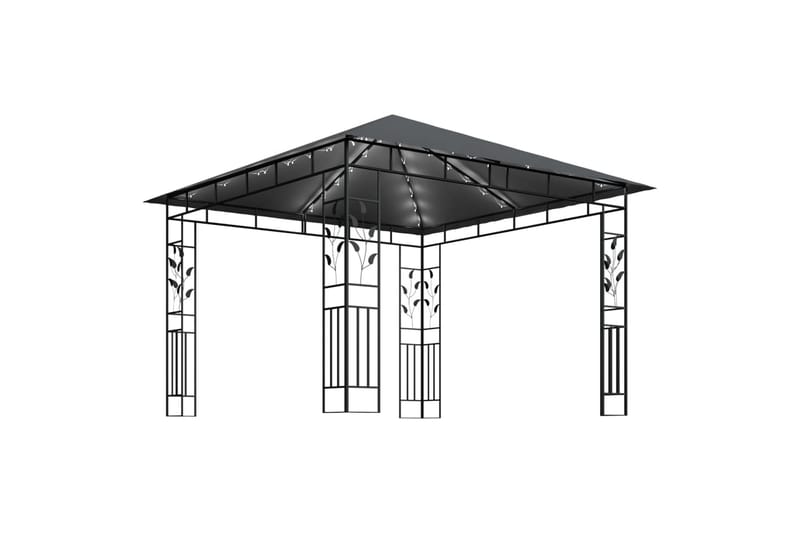 Paviljong med myggnett og lysslynge 3x3x2,73m 180g/m² - Antrasittgrå - Komplett paviljong