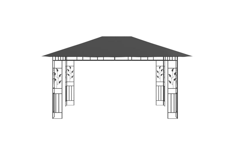 Paviljong med myggnett og lysslynge 4x3x2,73m 180g/m² - Antrasittgrå - Komplett paviljong