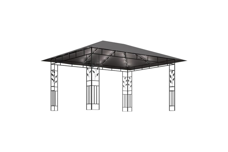 Paviljong med myggnett og lysslynge 4x3x2,73m 180g/m² - Antrasittgrå - Komplett paviljong