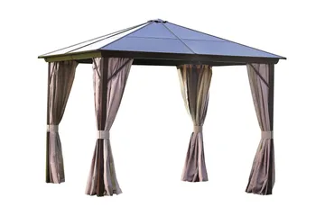 Sunsetia Paviljong 300x300x267 cm Polykarbonattak - Brun/Beige - Hagemøbler & utemiljø - Solbeskyttelse - Paviljong - Komplett paviljong