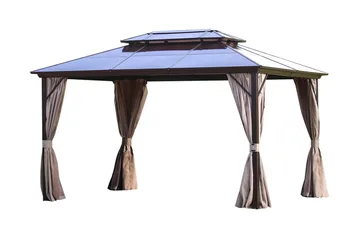 Sunsetia Paviljong 300x400x270 cm Polykarbonattak - Beige - Hagemøbler & utemiljø - Solbeskyttelse - Paviljong - Komplett paviljong