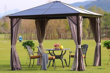 Sunsetia Paviljong 300x300x267 cm Polykarbonattak - Brun/Beige - Hagemøbler & utemiljø - Solbeskyttelse - Paviljong - Komplett paviljong