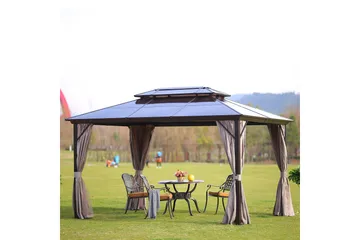 Sunsetia Paviljong 300x400x270 cm Polykarbonattak - Beige - Hagemøbler & utemiljø - Solbeskyttelse - Paviljong - Komplett paviljong