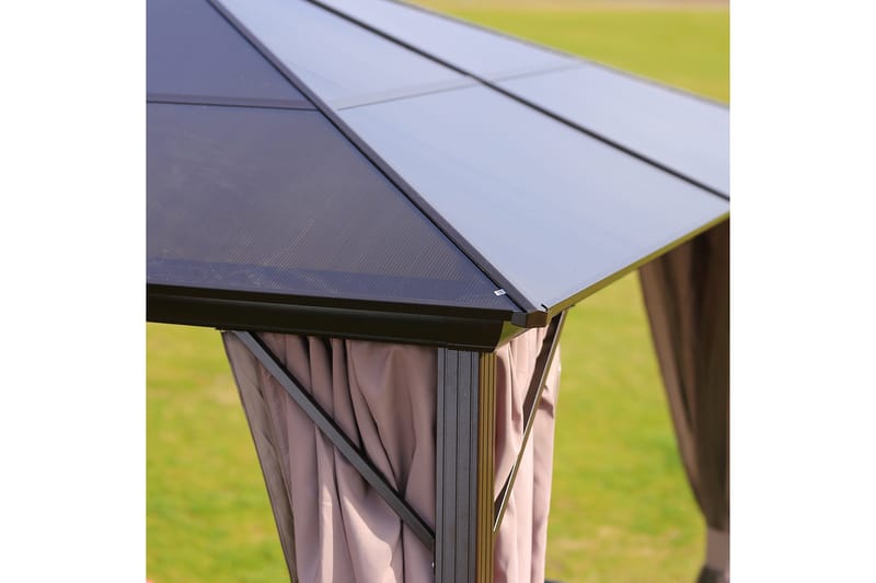Sunsetia Paviljong 300x300x267 cm Polykarbonattak - Brun/Beige - Hagemøbler & utemiljø - Solbeskyttelse - Paviljong - Komplett paviljong