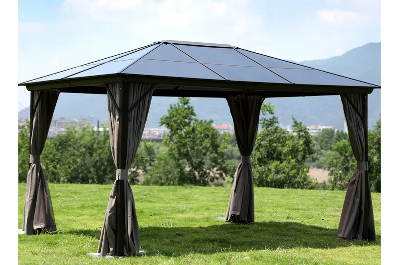 Sunsetia Paviljong 300x300x270 cm Polykarbonattak - Brun/Beige - Hagemøbler & utemiljø - Solbeskyttelse - Paviljong - Komplett paviljong