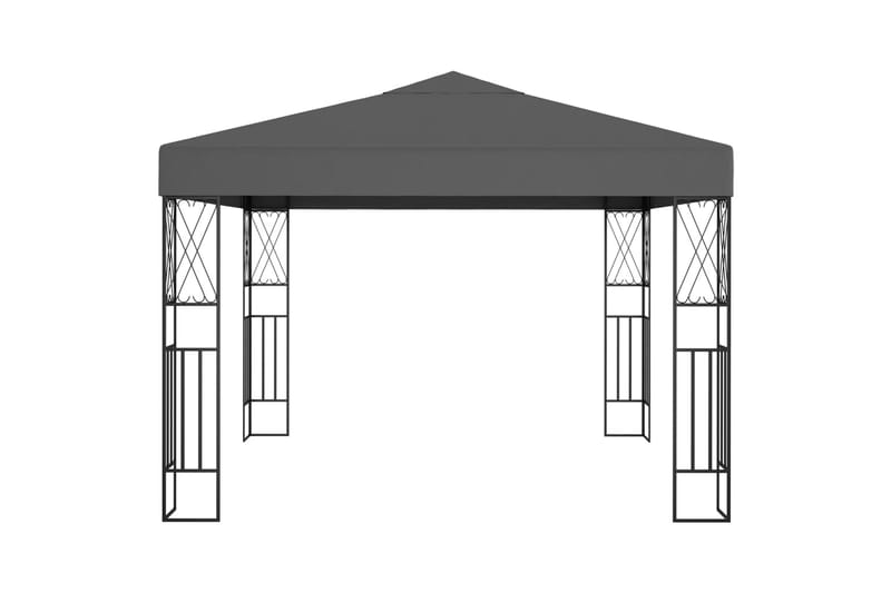 Paviljong med lysslynge 3x3 m antrasitt stoff - Antrasittgrå - Komplett paviljong