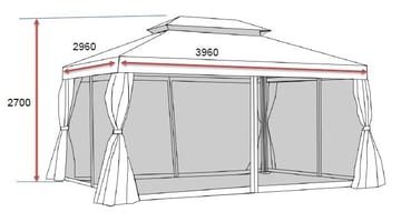 SUNSET Paviljong 3×4 m - Grå - Hagemøbler & utemiljø - Solbeskyttelse - Paviljong - Komplett paviljong