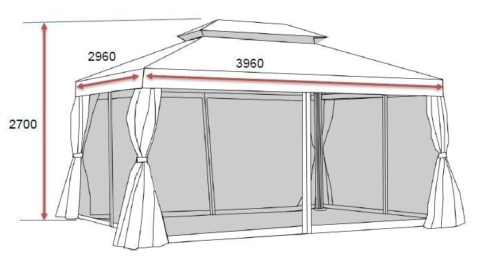 SUNSET Paviljong 3×4 m - Grå - Hagemøbler & utemiljø - Solbeskyttelse - Paviljong - Komplett paviljong