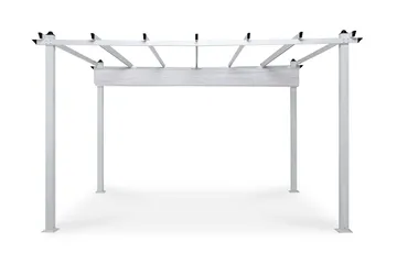 Frittstående pergola med sammenleggbart tak for terrasse og hage 4x3 - Hvit / Aluminium - Hagemøbler & utemiljø - Solbeskyttelse - Pergola