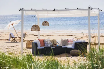 Frittstående pergola med sammenleggbart tak for terrasse og hage 4x3 - Hvit / Aluminium - Hagemøbler & utemiljø - Solbeskyttelse - Pergola