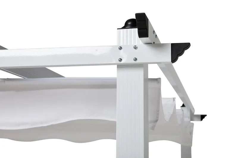 Frittstående pergola med sammenleggbart tak for terrasse og hage 4x3 - Hvit / Aluminium - Hagemøbler & utemiljø - Solbeskyttelse - Pergola