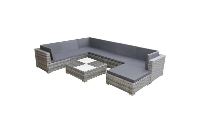 Hagesofagruppe med puter 8 deler polyrotting grå - Pergola