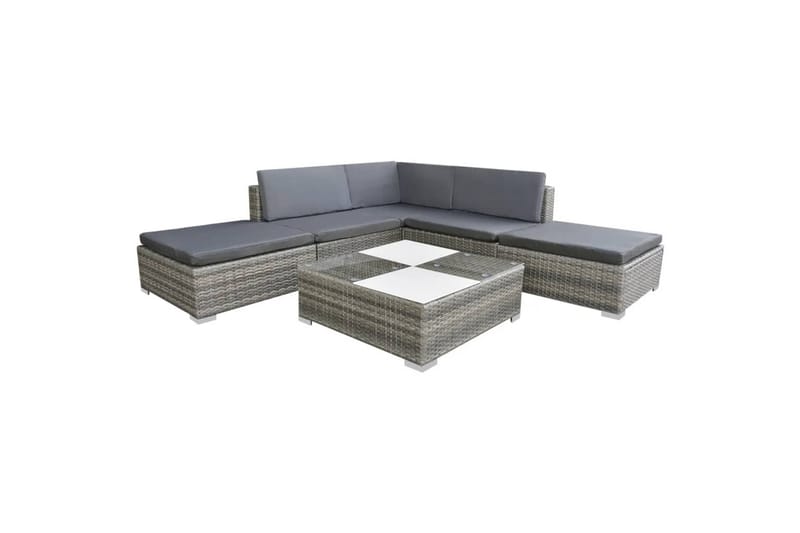 Hagesofagruppe med puter 6 deler polyrotting grå - Pergola