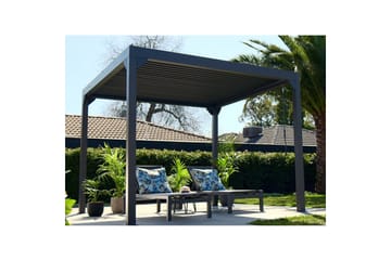 Pergola Premium Åpningsbare lameller - Grå - Hagemøbler & utemiljø - Solbeskyttelse - Pergola