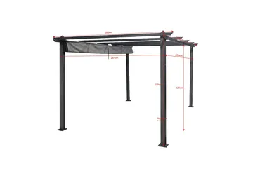 Porto stor pergola 4x3 m i aluminium med tak - Mørkgrå - Hagemøbler & utemiljø - Solbeskyttelse - Pergola