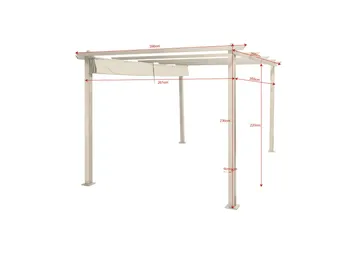 Porto stor pergola 4x3 m i aluminium med tak - Beige - Hagemøbler & utemiljø - Solbeskyttelse - Pergola