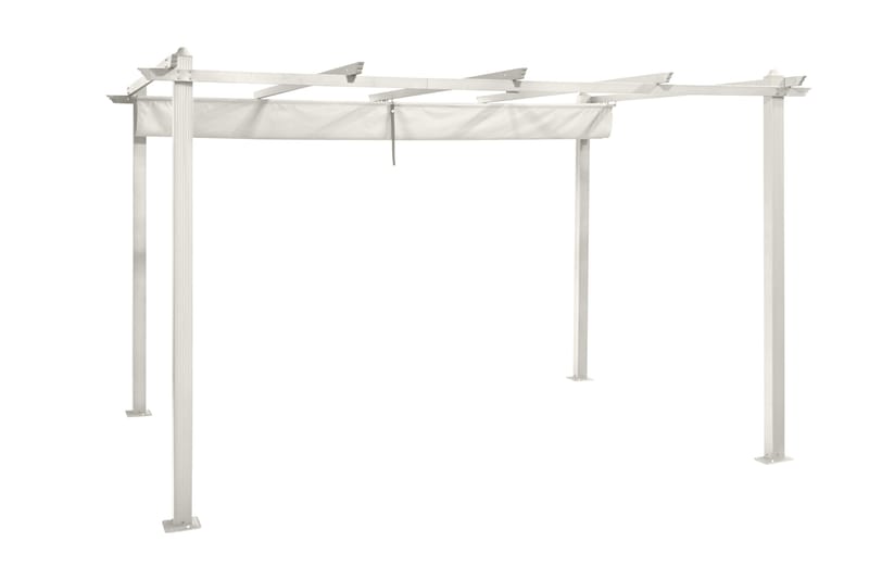 Porto stor pergola 4x3 m i aluminium med tak, Hvit