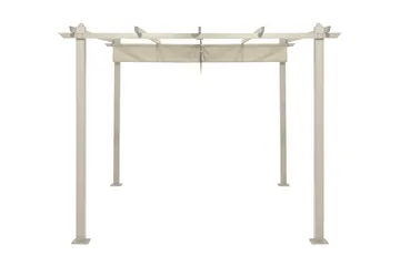 Porto stor pergola 4x3 m i aluminium med tak - Beige - Hagemøbler & utemiljø - Solbeskyttelse - Pergola