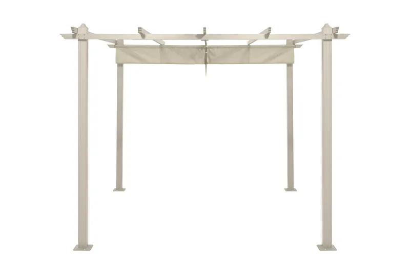 Porto stor pergola 4x3 m i aluminium med tak - Beige - Hagemøbler & utemiljø - Solbeskyttelse - Pergola