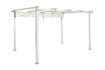 Porto stor pergola 4x3 m i aluminium med tak - Hvit - Hagemøbler & utemiljø - Solbeskyttelse - Pergola