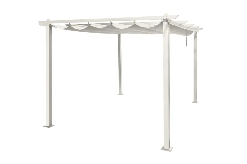 Porto stor pergola 4x3 m i aluminium med tak - Hvit - Hagemøbler & utemiljø - Solbeskyttelse - Pergola