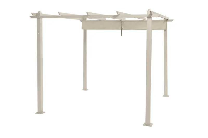 Porto stor pergola 4x3 m i aluminium med tak - Beige - Hagemøbler & utemiljø - Solbeskyttelse - Pergola