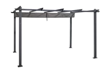 Porto stor pergola 4x3 m i aluminium med tak - Mørkgrå - Hagemøbler & utemiljø - Solbeskyttelse - Pergola