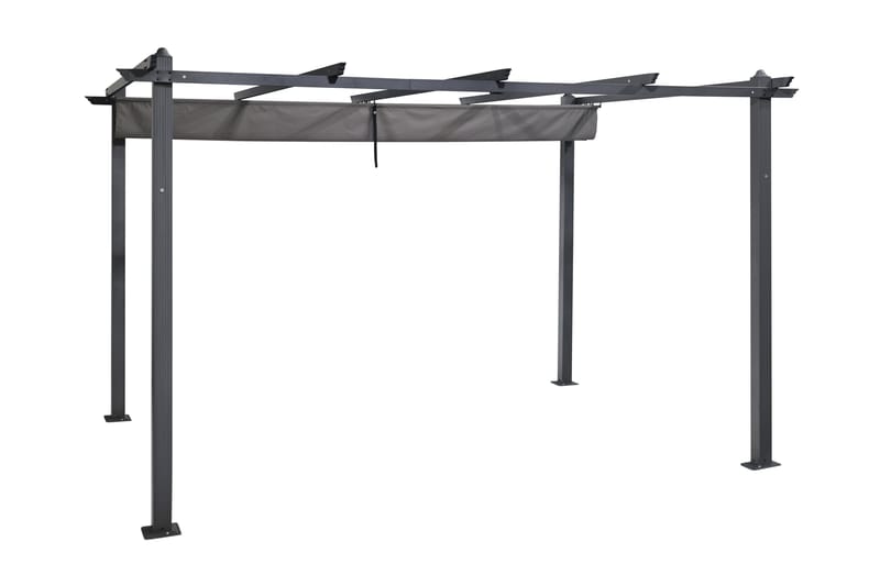 Porto stor pergola 4x3 m i aluminium med tak - Mørkgrå - Hagemøbler & utemiljø - Solbeskyttelse - Pergola