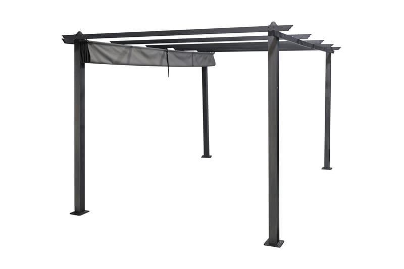 Porto stor pergola 4x3 m i aluminium med tak - Mørkgrå - Hagemøbler & utemiljø - Solbeskyttelse - Pergola