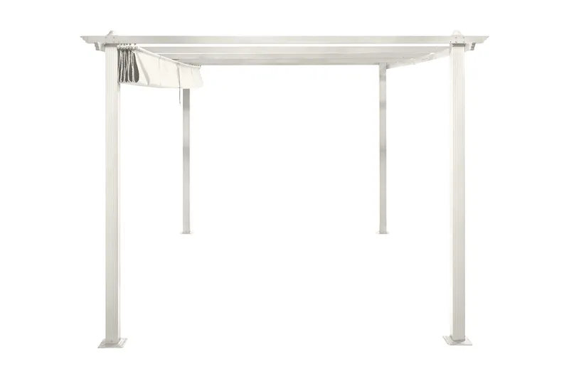 Porto stor pergola 4x3 m i aluminium med tak - Hvit - Hagemøbler & utemiljø - Solbeskyttelse - Pergola