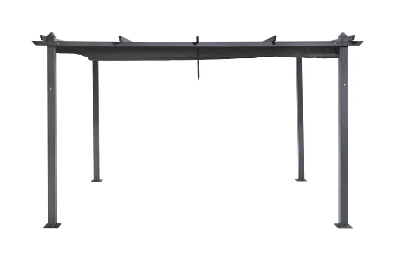 Porto stor pergola 4x3 m i aluminium med tak, Mørkgrå