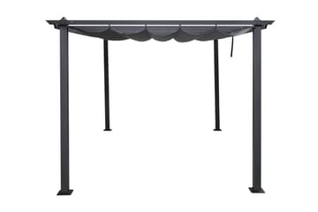 Porto stor pergola 4x3 m i aluminium med tak - Mørkgrå - Hagemøbler & utemiljø - Solbeskyttelse - Pergola