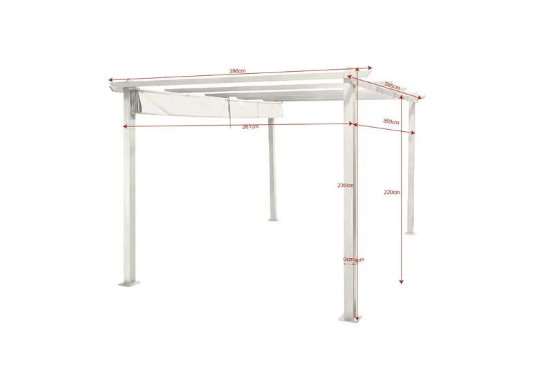 Porto stor pergola 4x3 m i aluminium med tak - Hvit - Hagemøbler & utemiljø - Solbeskyttelse - Pergola