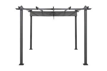 Porto pergola 3x3 m i aluminium med tak for solskjerming - Mørkgrå - Hagemøbler & utemiljø - Solbeskyttelse - Pergola